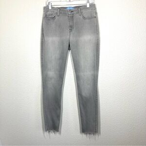 7 For All Mankind b(air) Ankle Skinny Cutoff Jeans 30 Light Gray Zip Fly